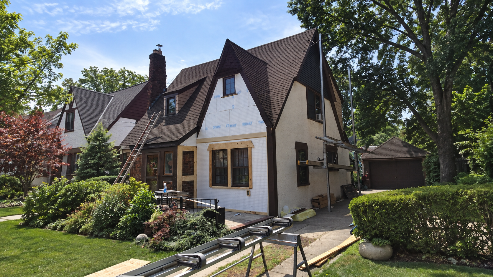 Tudor Exterior Renovation before