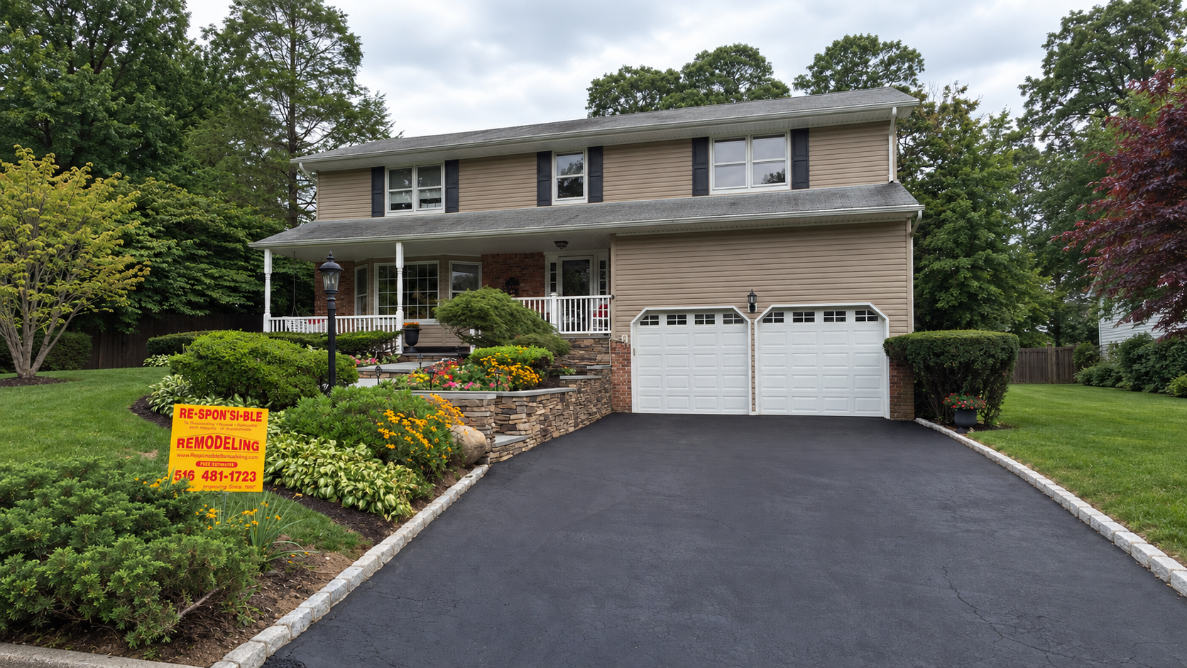 Stonework and Asphalt Driveway