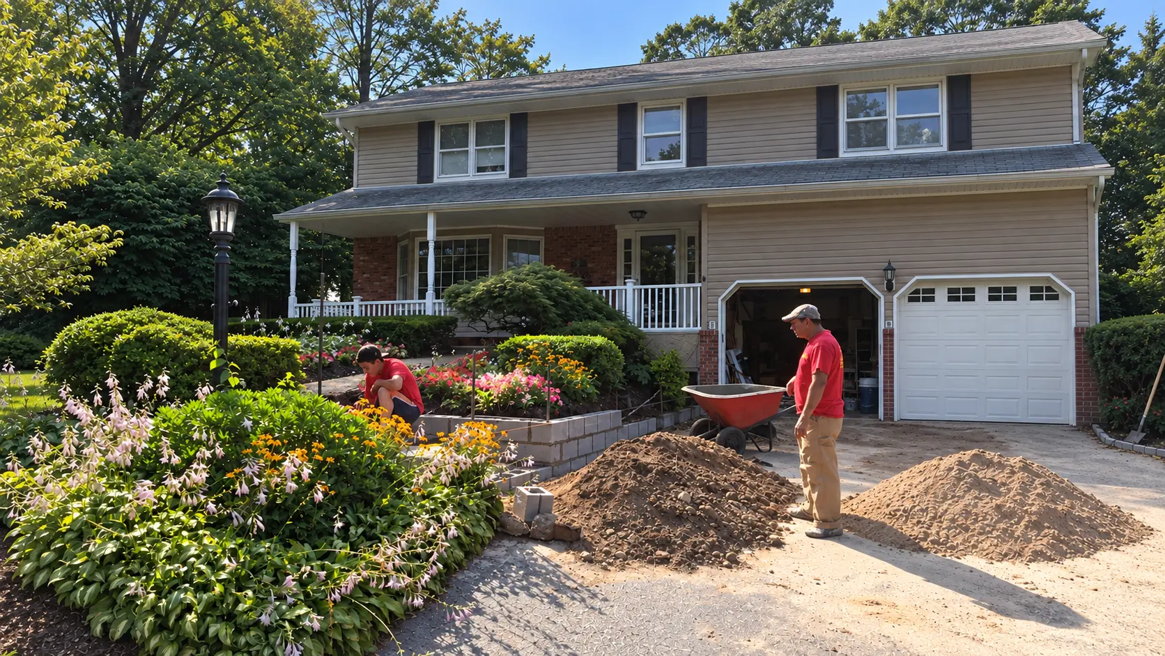 Stonework and Asphalt Driveway before